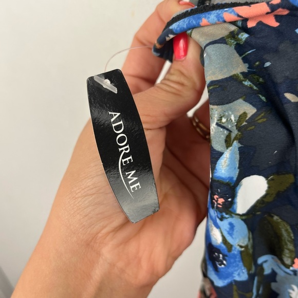 Adore Me Floral Print One Piece Swimsuit Adjustable Straps Low Back Medium NWT - Picture 8 of 9
